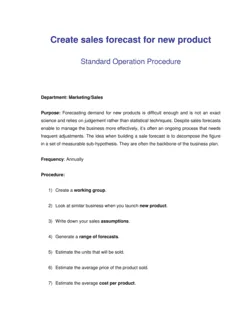 How to Create Sales Forecast for New Product