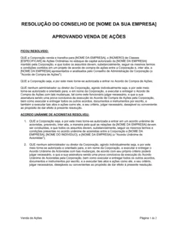 Resolução da Diretoria Aprovando Venda de Ações