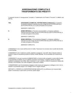 Assegnazione completa e trasferimento dei prestiti