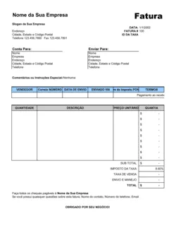 Fatura de Vendas - Excel