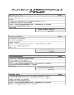 Análisis de costes de principales métodos de investigación