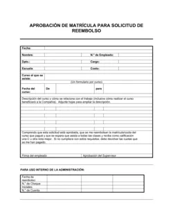 Aprobación de matrícula para solicitud de reintegro