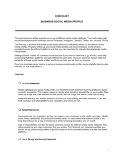 Checklist Business Social Media Profile