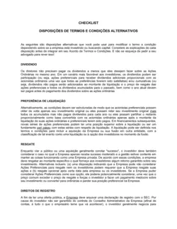 Lista de Conferência Planilha de Disposições de Termo Alternativo