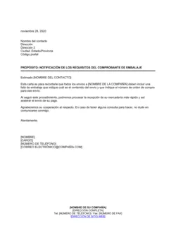 Notificación acerca de los requisitos del comprobante de embalaje