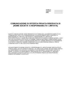 Comunicazione di offerta privata riservata