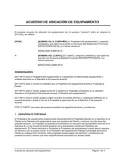 Acuerdo de ubicación del equipamiento