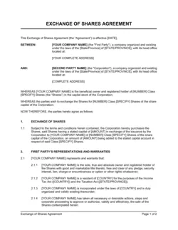 Exchange of Shares Agreement