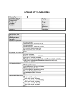 Informe de telemercadeo