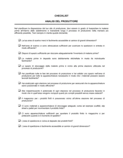 Checklist Analisi produttore