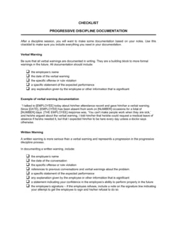 Checklist Progressive Discipline Documentation