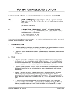 Contratto di agenzia per il lavoro