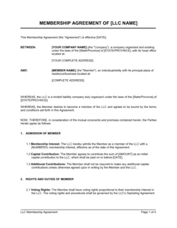 LLC Membership Agreement