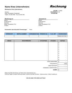 Ausgangsrechnung - Excel