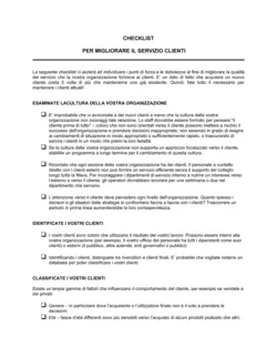 Checklist per migliorare il servizio clienti