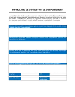 Formulaire de correction de comportement