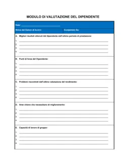 Modulo di valutazione del dipendente