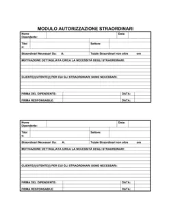 Modulo autorizzazione straordinari