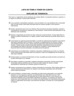 Lista de ítems a tener en cuenta análisis de tendencias