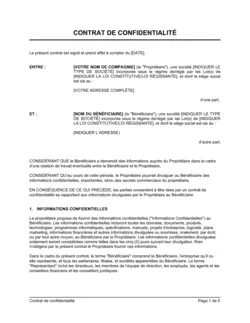 Contrat de confidentialité