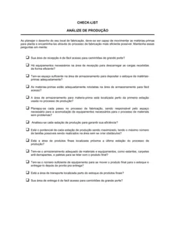 Lista de Conferência Análise de Manufatura