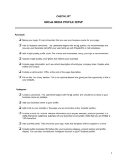 Checklist Social Media Profile