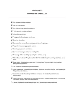 Checkliste Mitarbeiter einstellen