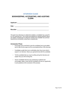 Interview Guide Bookkeeping Accounting and Auditing Clerk