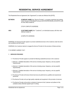 Residential Service Agreement