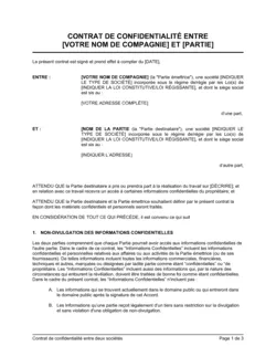 Contrat de confidentialité entre deux sociétés