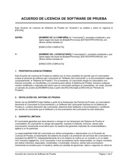 Acuerdo de licencia de software de prueba