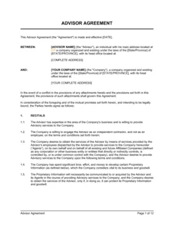 Advisor Agreement