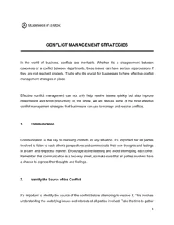 Conflict Management Strategies