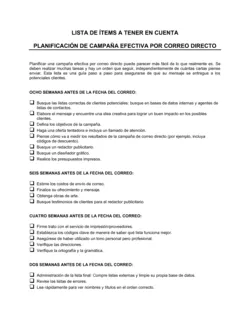 Lista de ítems a tener en cuenta cómo planear una campaña efectiva por correo directo