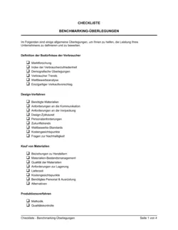 Checkliste - Benchmarking-Überlegungen