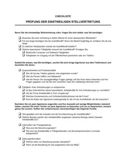 Checkliste - Prüfung der einstweiligen Stellvertretung