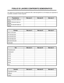 Foglio di lavoro Confronto demografico