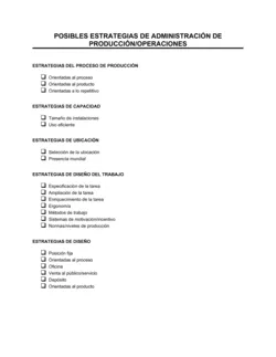 Posibles estrategias de gestión de producción y operaciones