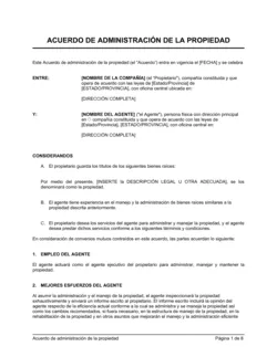 Acuerdo de administración de los bienes