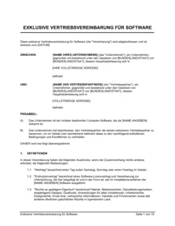 Exklusive Vertriebsvereinbarung für Software