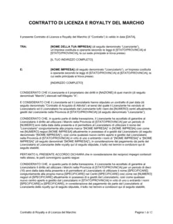 Contratto di licenza e royalty del marchio