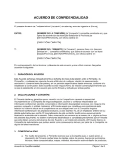 Acuerdo de confidencialidad para consultoría, contratistas