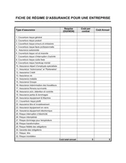 Grille d'analyse Régime d'assurance d'une entreprise