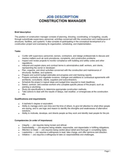 Construction Manager Job Description