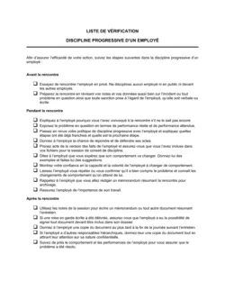 Liste de vérification Processus de sanctions d'un employé