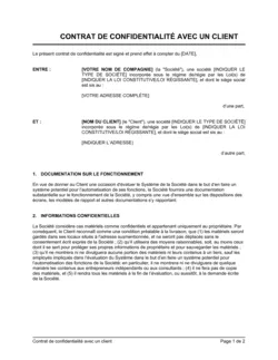 Contrat de confidentialité avec un client