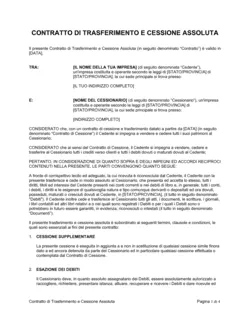 Contratto di trasferimento e cessione assoluta