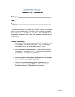 Guide d'entrevue Commis au classement