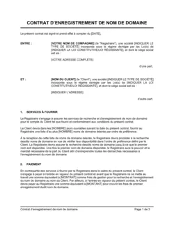 Contrat d'enregistrement de nom de domaine