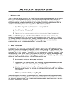 Job Applicant Interview Script